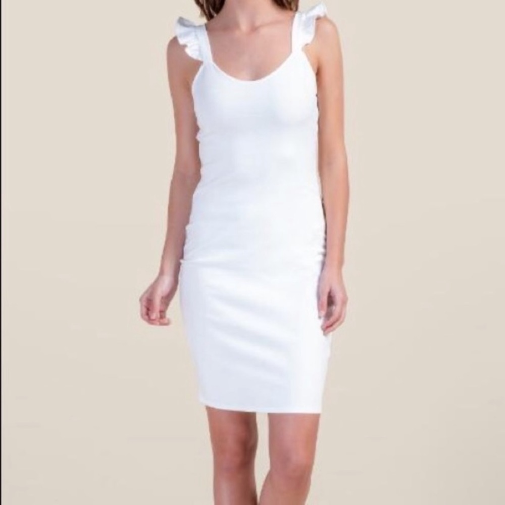 White Ruffle Strap Dress